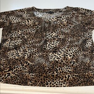 Style & Co 2X Cheetah Print Short Sleeve Professional Blouse